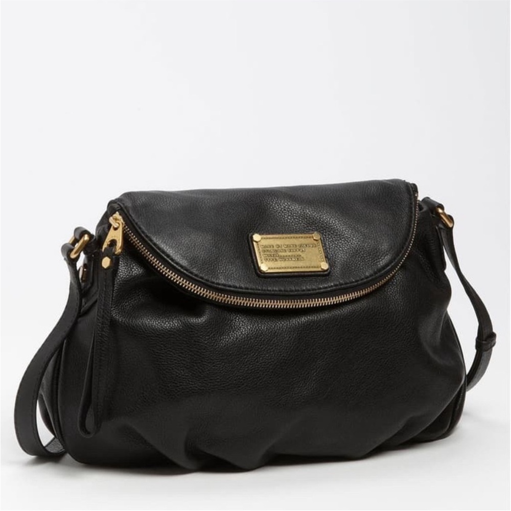 Marc by Marc Jacobs Black Leather Crossbody Bag with Gold Hardware